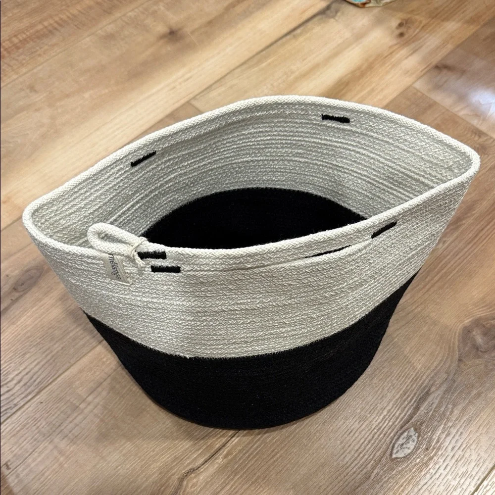 NWT Black and Cream Foldable Cotton Basket
